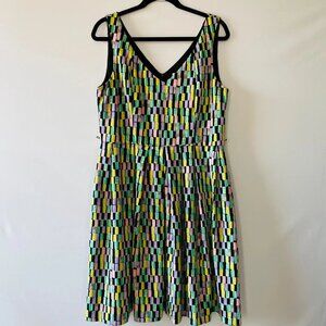 Calvin Klein Multicolor Geometric Blocks Print Fit & Flare Dress